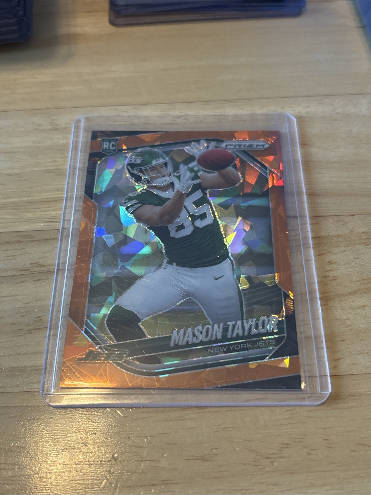 2025 Panini Prizm #329 Mason Taylor Orange Cracked Ice Prizm Rookie RC NY JETS