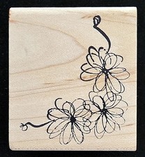 Unmarked Rubber Stamp Flowers Flourishes Corner Border