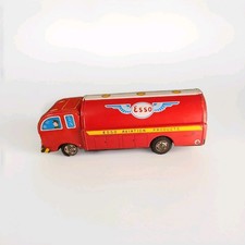VTG Tin Litho Friction Powered Esso Aviation Gas Truck Made In Japan Works Great