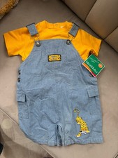Vintage Healthtex Safari Overalls Set 24M NWT Toddler Denim Outfit 90s