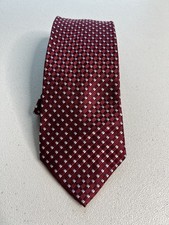 Club Room Red, White, Gray Geometric Pattern 100 Silk Tie NWOT