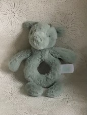 BABY JELLYCAT BASHFUL DRAGON RING RATTLE SOFT PLUSH TOY GREEN RARE-RETIRED