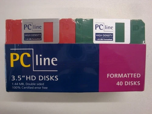 PC Line Formatted Floppy Disks, 1 x 40 Pack (40) (New Factory Sealed, 1.44 MB)