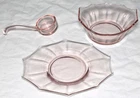 Vintage Pink Depression Glass Mayonnaise Set w/ Ladle & Plate Octogonal