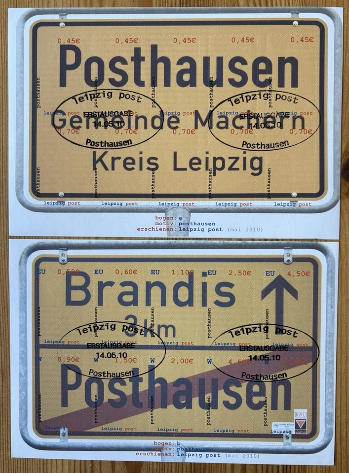 Privatpost Leipzig Post Satz 2x Zehnerbogen Posthausen Brandis ESST #710 - Bild 1 von 1