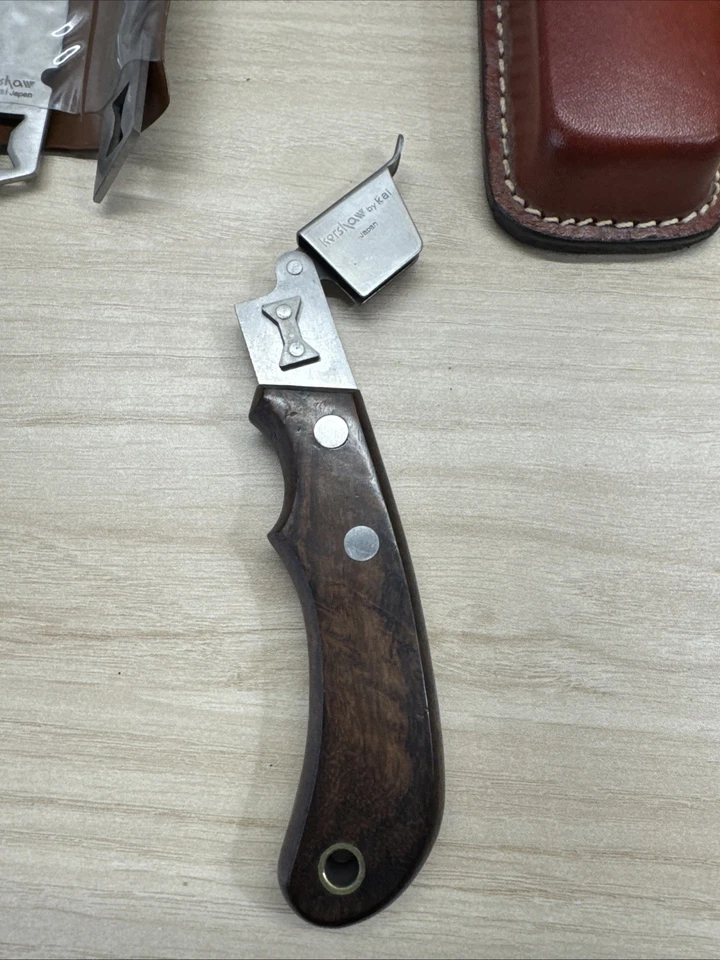 Faca intercambiável Kershaw Japão vintage com 3 lâminas e bainha de couro - Ótimo! - Imagem 3 de 4