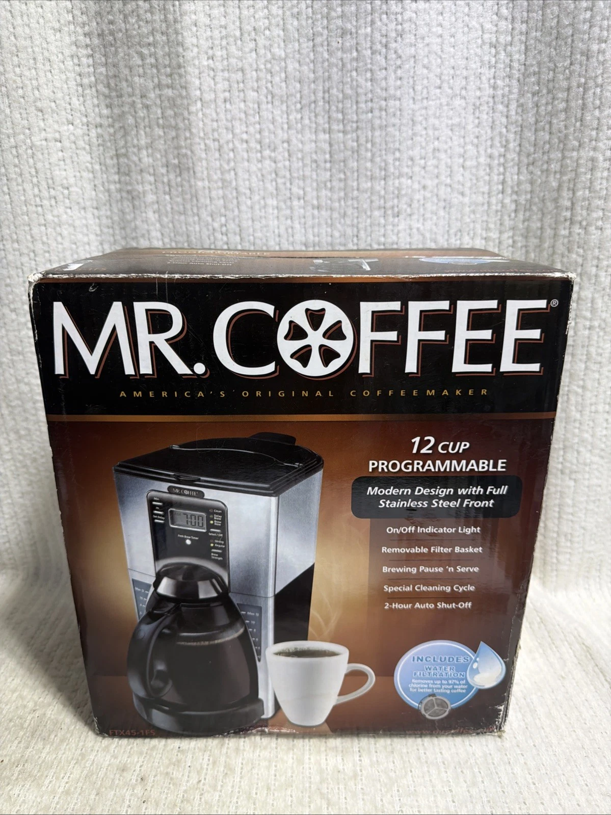 Mr Coffee 12 Cup Programmable Coffee Maker - Black FTX45-Stainless Steel NEW
