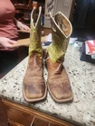 Justin  Leather Style BR307 Cowboy Boots Mens Size 10.5 D Square Toe READ