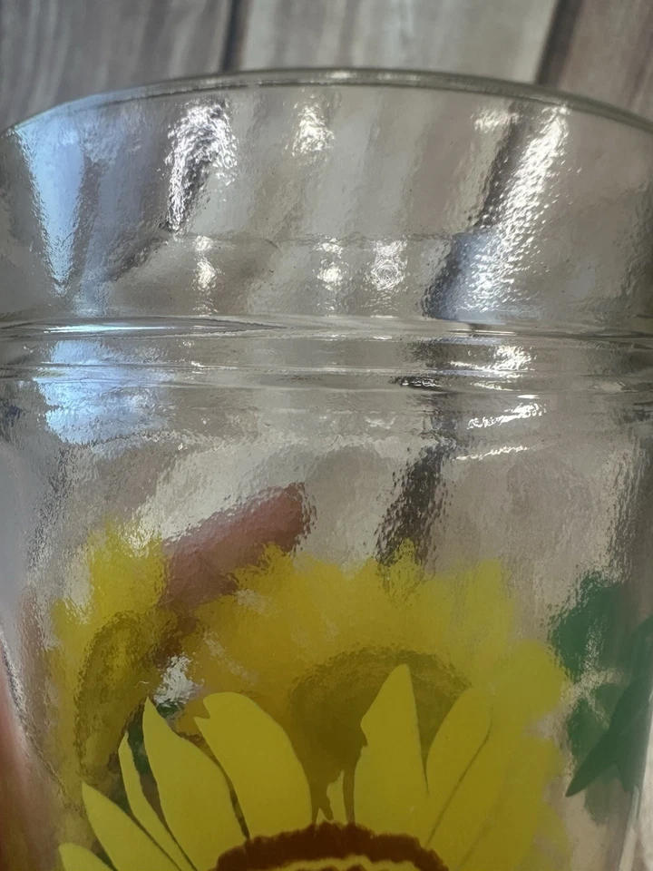 Set Of 4 Vintage Anchor Hocking Sunflower Drinking Jelly Jar Glasses EUC - Image 4 of 4