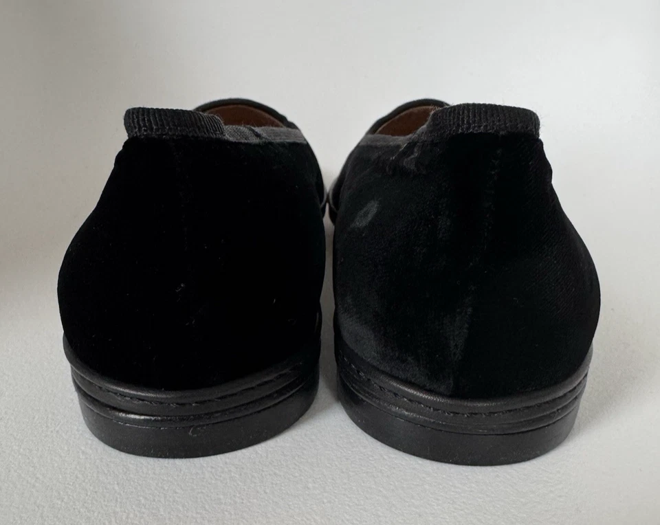 Polo Ralph Lauren Negro Terciopelo Mocasines Pisos Vacaciones Mujer’s 6B Rojo Poni Logo Foto 2 de 4