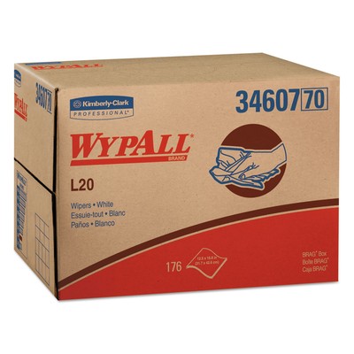 WypAll* L20 Towels, Brag Box, 12 1/2 x 16 4/5, Multi-Ply, White, 176/Box