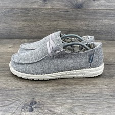 Hey Dude Wendy Sparkling Grey Canvas Slip On Loafers Womens Shoes Size 7.06