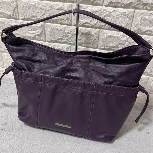 Burberry Purple Leather Drawstring Shoulder Bag Authentic Women's Crossbody