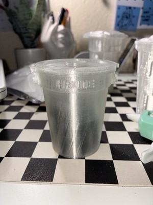 CLEAR BRUTE MINI BIN 3D PRINTED DESK GARBAGE REFUSE RECYCLE TRASH BIN CITY DESK