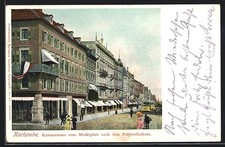 AK Karlsruhe, Kaiserstraße vom Marktplatz nach dem Polytechnikum, Straßenbahn 