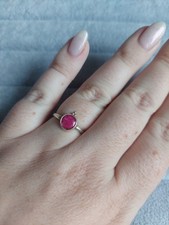 Ring 925 Silber echter Rubin Naturstein Größe 17 Damen Schmuck Geschenk🩷💫
