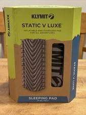 KLYMIT STATIC V LUXE Sleeping Pad, Extra Wide 74Lx30Wx3H inches Gray + Pillow