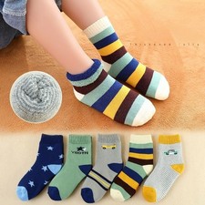 5 Pairs Baby Toddler Kids Boys Girls Thick Warm Cartoon Cotton Plush Soft Socks