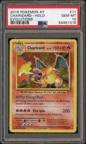 2016 POKEMON XY EVOLUTIONS #11 CHARIZARD-HOLO PSA 10