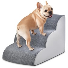 Dog Stairs for Small Dogs 15.7" H, 3-Step Pet Stairs with High-Density Foam, ...