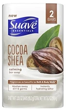 Suave Cocoa Shea Bar Soap 2 Pack 6.7 oz Calming Hydrating Lather Removes Dirt