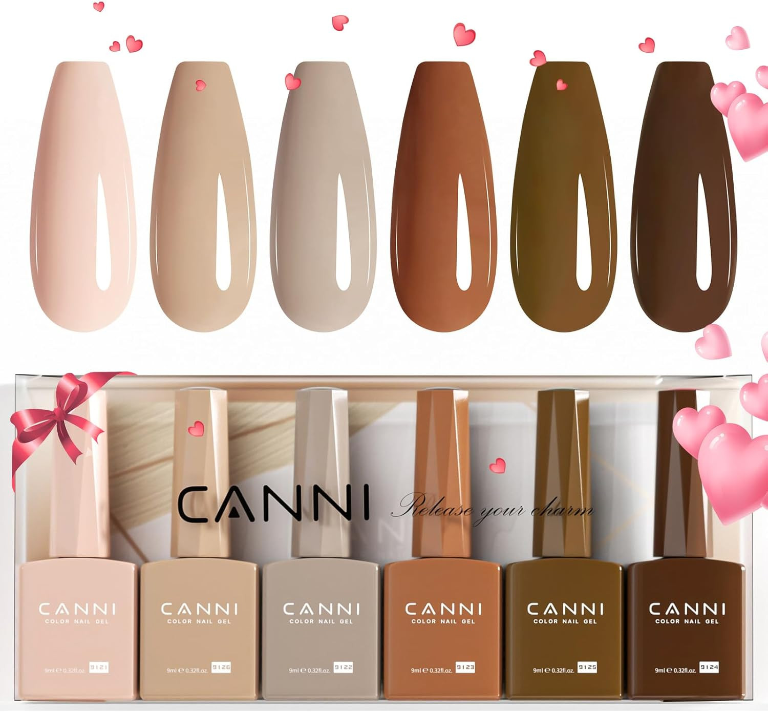 Vernis à ongles gel semi-permanent UV nail polish 6 couleur rose nude marron pin pour manucure