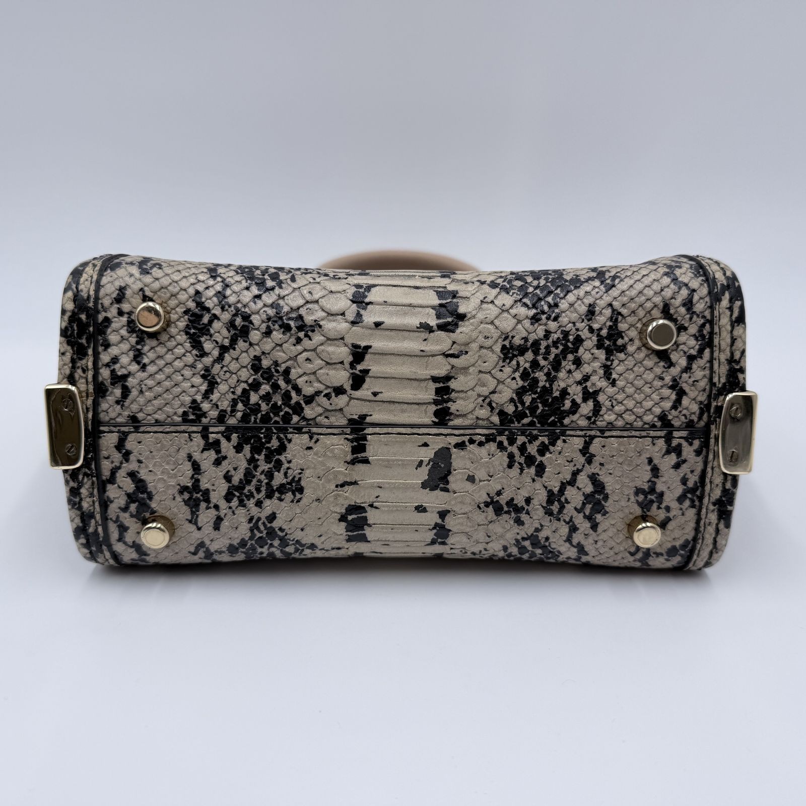 COACH Python Pattern Leather 2WAY Handbag Beige W… - image 2