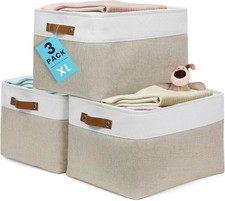 16x12.5in Storage Baskets 3 Pack Fabric Bins for Shelves