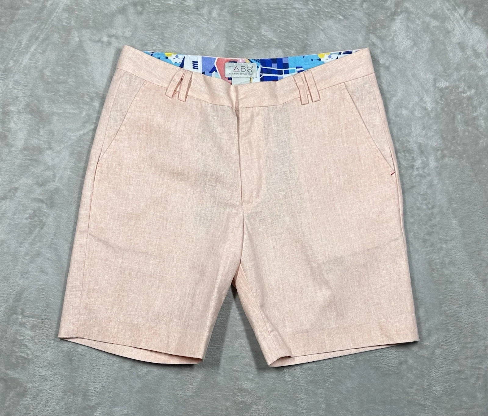 Tabs Linen Blend Bermuda Chino Shorts 8” Men’s Size 32 Pink Beach Boat