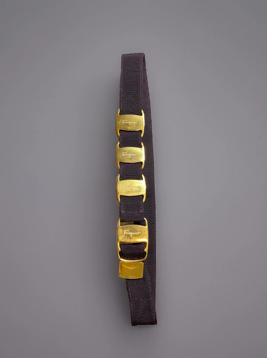Salvatore Ferragamo Double Gancini Belt Purple Plum Suede Gold‎ Hardware Italy Salvatore Ferragamo Double Gancini Belt Purple Plum Suede  main image 2