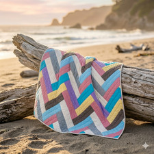 Handmade Herringbone Patchwork Queen Size Cotton Finished QUILT 2 shams