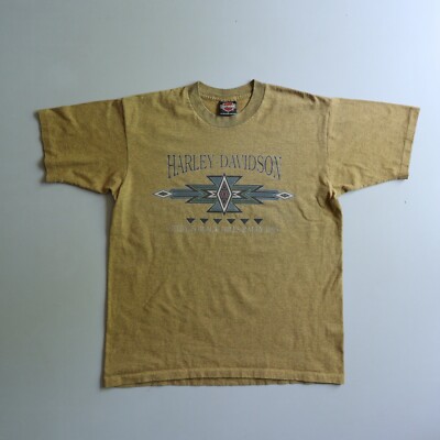 Vtg Motorcycle Shirt Black Hills Rally 90s Skull Biker Large Southwest Aztec