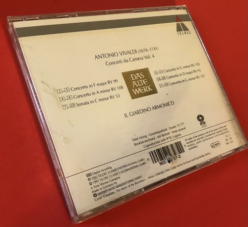 New & Sealed CD VIVALDI: Concerti da Camera Vol. 4 Il Giardino Armanico 1992 DDD - Picture 4 of 8