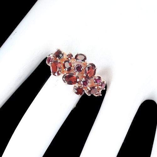 Summer 925 Silver Ring Oval Mozambique Rhodolite Garnet Gemstone Jewelry Sz 8 - Picture 3 of 10