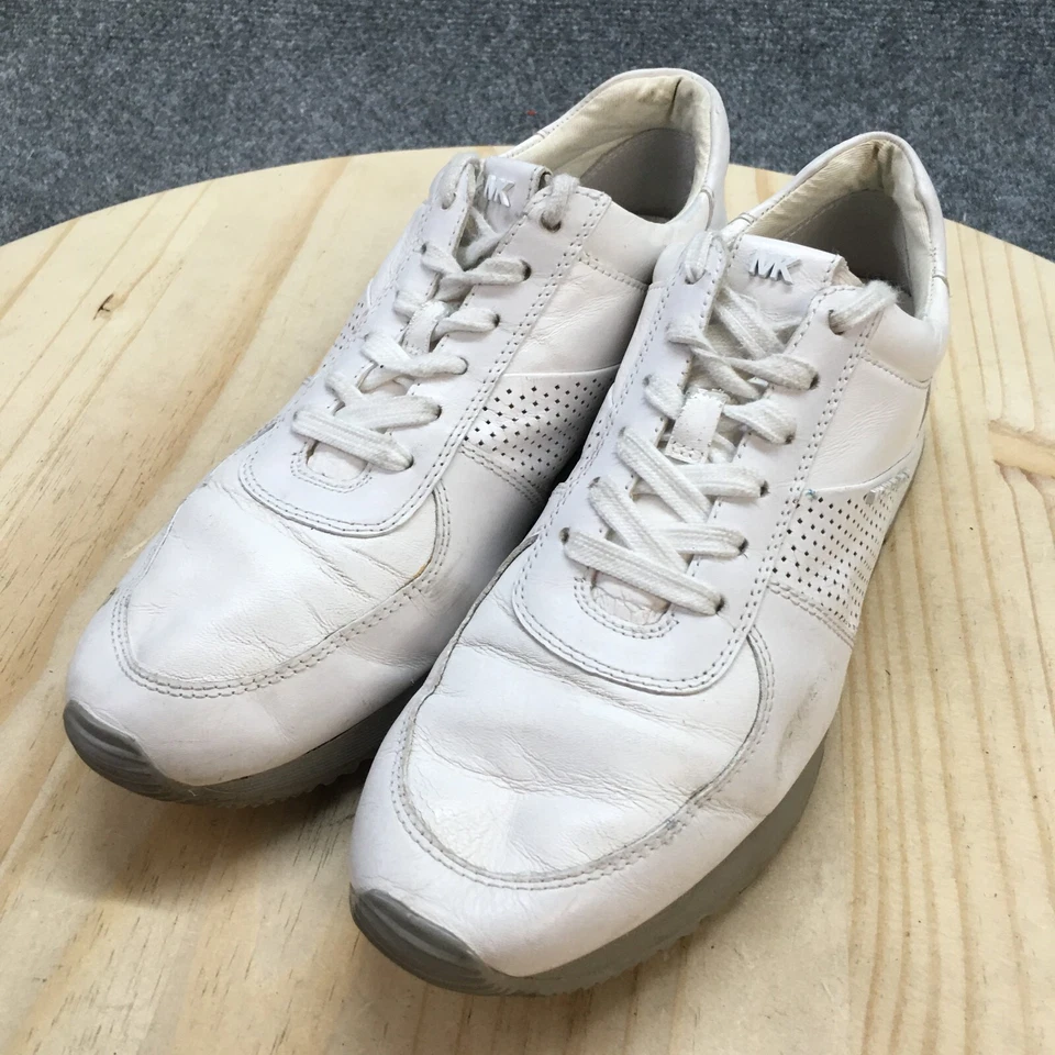 Tênis Michael Kors Feminino 10 M Couro Branco com Cadarço Parte Superior Baixa HL16A - Imagem 3 de 4