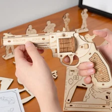 ROKR CORSAC M60 3D Wooden Puzzle - Working Revolver Gun Model Kit
