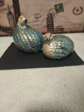 Beautiful & Unique Set/2 Asian Inspired Decorative Ceramic Birds VG+