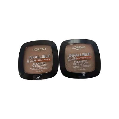 2 L'OREAL Paris INFALLIBLE 24hr FRESH WEAR SOFT MATTE BRONZER 200 Fair/Pale