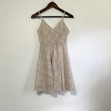 Endless Blu Floral Lace Shimmery Mini Skater Dress Women’s Small