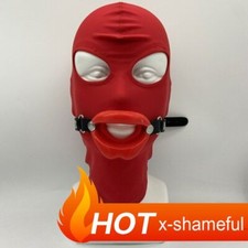 Binding Spandex Hood Mask with Silicone Open Mouth Gags for Couples