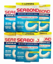 Sea-Bond Denture Adhesive LOWERS 15 ct ( 6 boxes )
