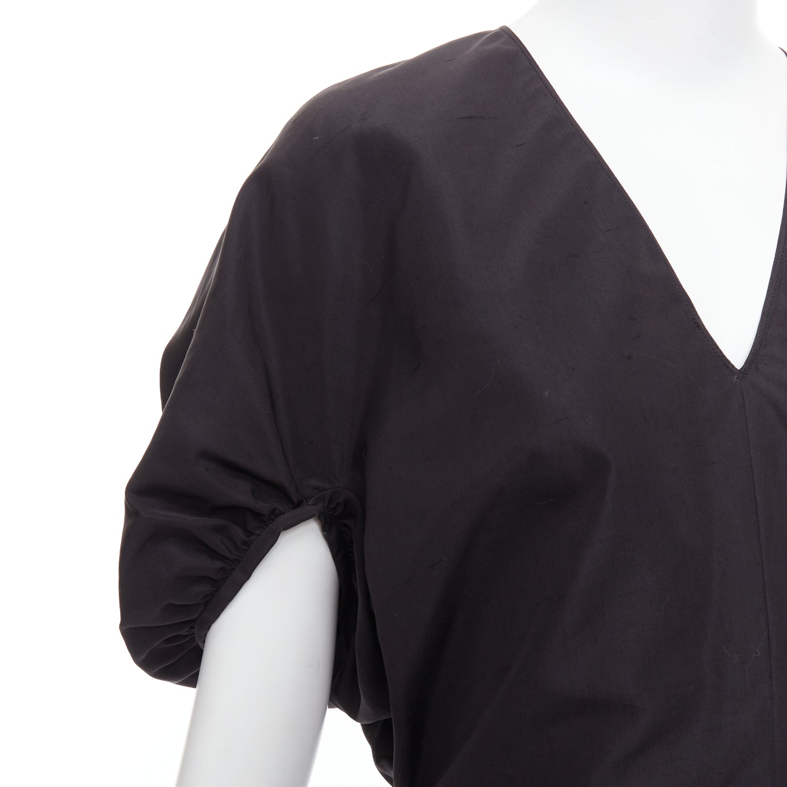 Abito da cocktail YVES SAINT LAURENT 2011 nero cotone seta arrotondato sbuffo FR40 L