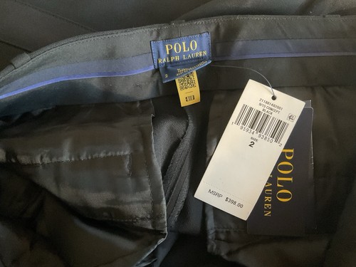 $398 Polo Ralph Lauren Negro Esmoquin Vestido Lana Pantalones Plisados Nuevo con Etiquetas - Imagen 8 de 12