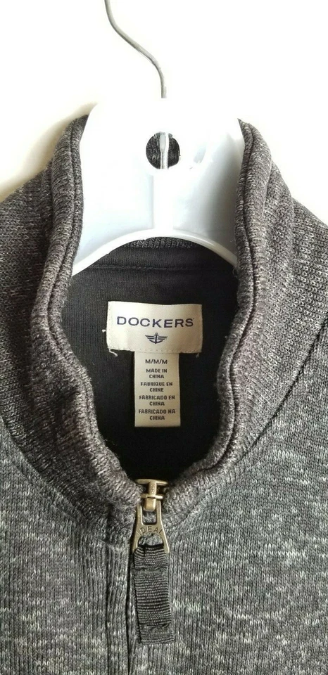 Dockers Men's Dark Black Heather Full Zip Fleece Sweater Jacket - Size M - Image 2 of 4