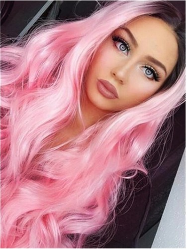 Ombre Long Wave Wigs Centre Parting Curly Wig Full Wig Cosplay Halloween Costume - Picture 5 of 13