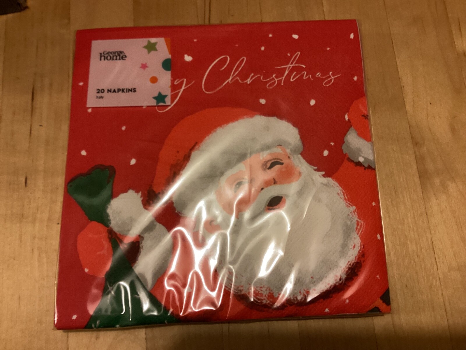 BNIP New Pack of 20 3 Ply Red Christmas Paper Napkins - Santa - 33x33cm