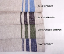 100% linen fabric 340gsm French stripes grain sack vintage green navy blue black