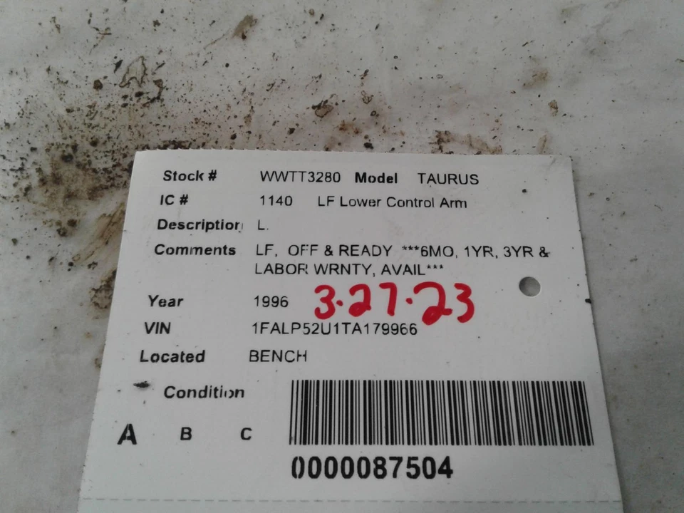 Brazo de control inferior inferior delantero izquierdo usado se adapta a: Ford Taurus 1996 hasta 5/12/9 Foto 3 de 4
