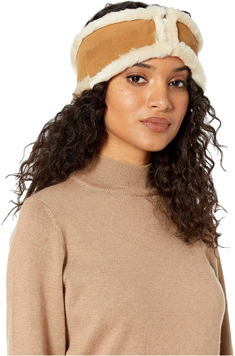 Womens UGG Water Resistant Sheepskin Reversible Headband - Chestnut, Size  L/XL