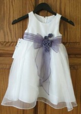 Alfred Angelo Flower Girl Dress 6675 Size 4 NWT White With Purple